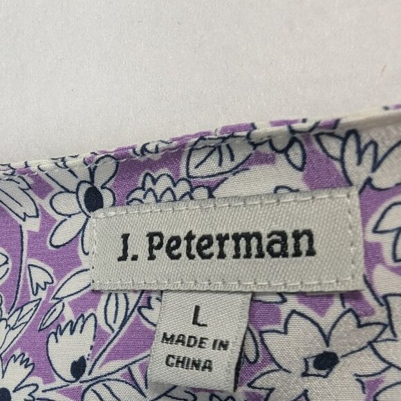 J. Peterman Women's Silk Midi Dress Size Large Floral 100% Silk - Picture 6 of 9